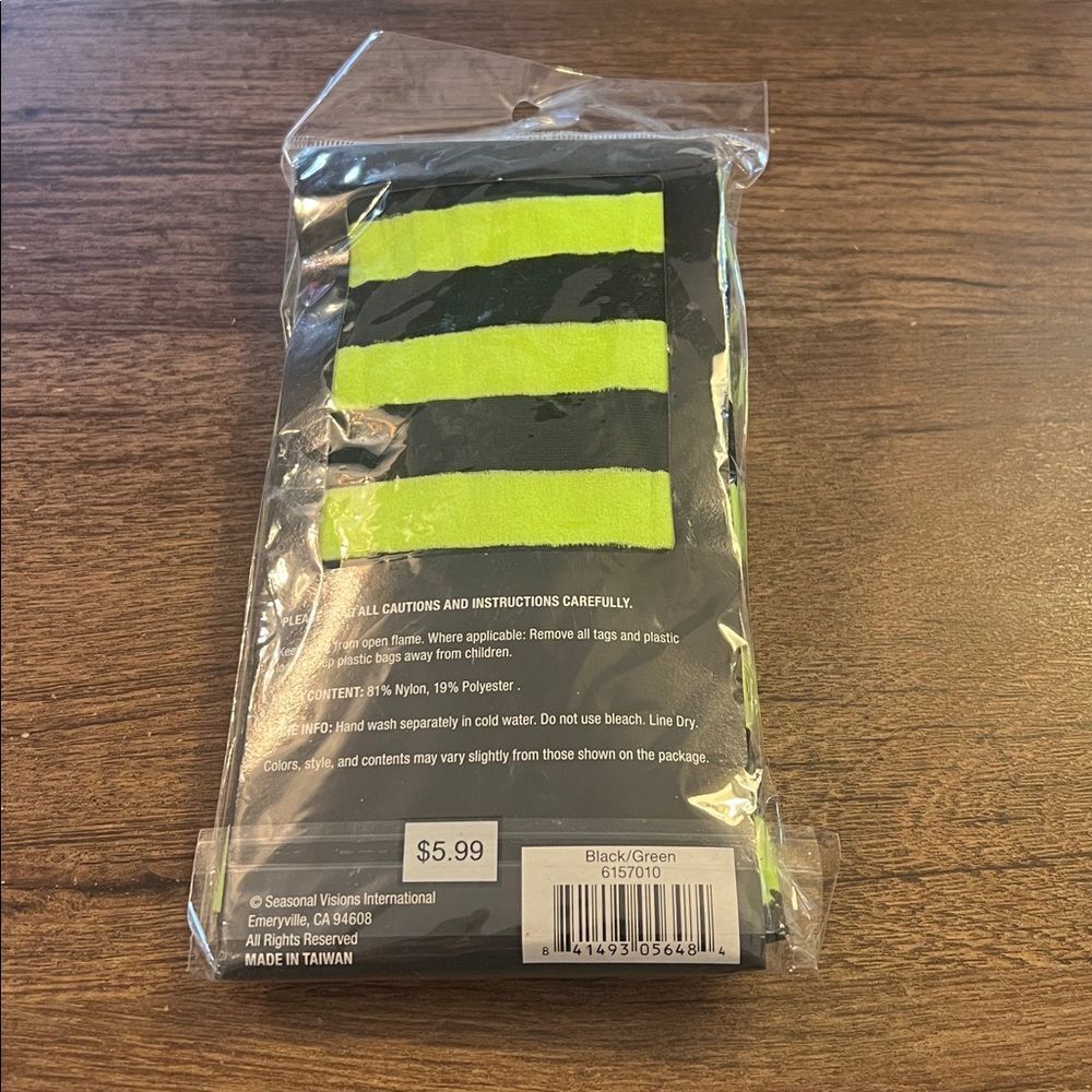 Striped Green and Black Adult Tights - Picture 2 of 2
